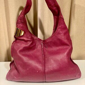 Halston Heritage Pink Pebbled Leather Y2K Hobo Style Hand Bag with Gold Hardware